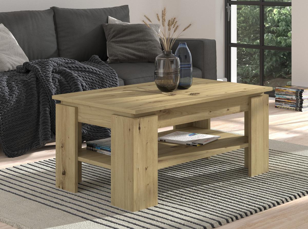 COUCHTISCH Artisan Eiche 100 x 60 cm, Wohnzimmertisch mit Stauraum - Eichefarben/Eiche Artisan, Holzwerkstoff/Metall (100/60/45cm) - Inn.Furn