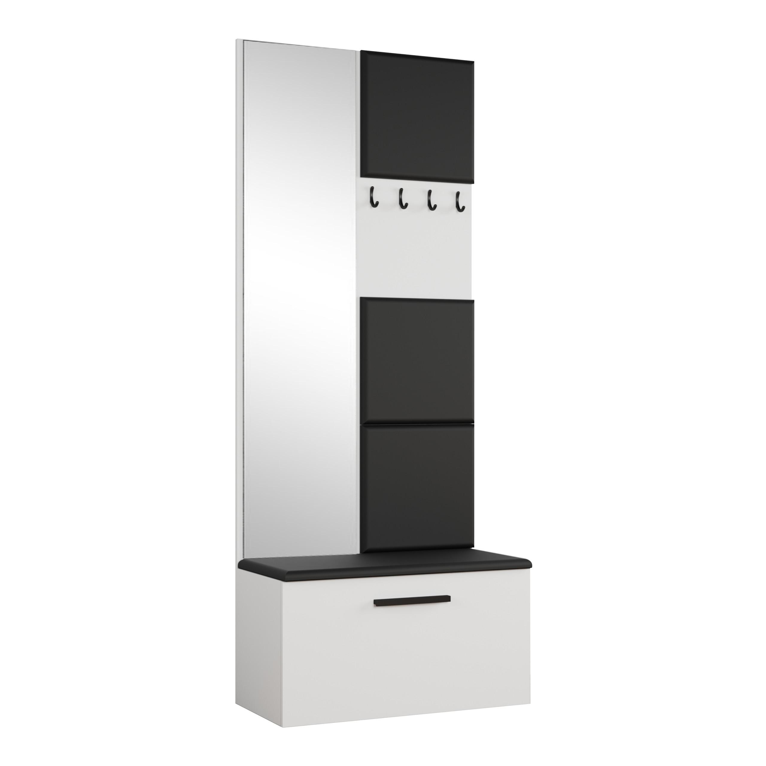 GARDEROBENSCHRANK MODULO 80,6/204/40 cm Modern Garderobe-Set Weiß - Schwarz/Weiß, Holzwerkstoff (80.6/204/40cm) - MASSENO