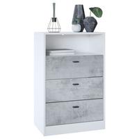 KOMMODE Pino Fronten in Beton Oxid Optik - Hellgrau, Holzwerkstoff (56/86.5/36cm) - Vladon