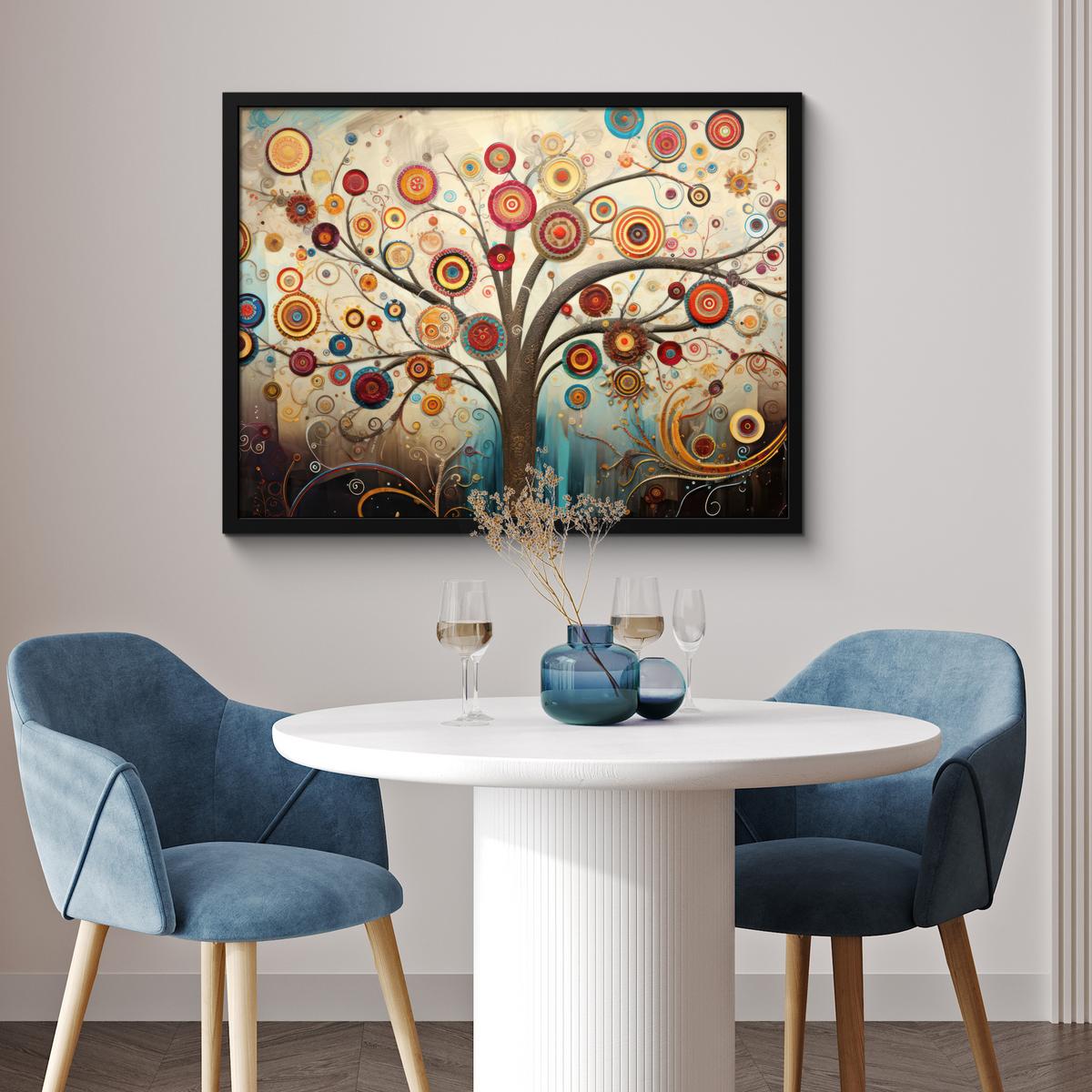 POSTER MIT RAHMENGERAHMTES BILD Baum - Baum des Lebens - Farbe 80x60 cm - Braun, Papier (80/60cm) - MuchoWow