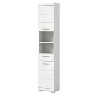 HOCHSCHRANK weiß Hochglanz 37 cm, Badschrank mit 6 Fächern - Weiß Hochglanz/Silberfarben, Holzwerkstoff/Kunststoff (37/191/31cm) - Inn.Furn