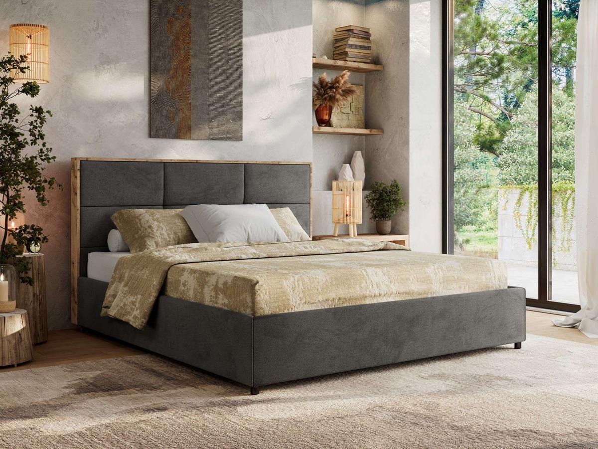 POLSTERBETT LERIO CLASSIC 140/200 - Dunkelgrau Velvet - Multipocket-Matratze - Dunkelgrau, Textil (140/200cm) - MKS