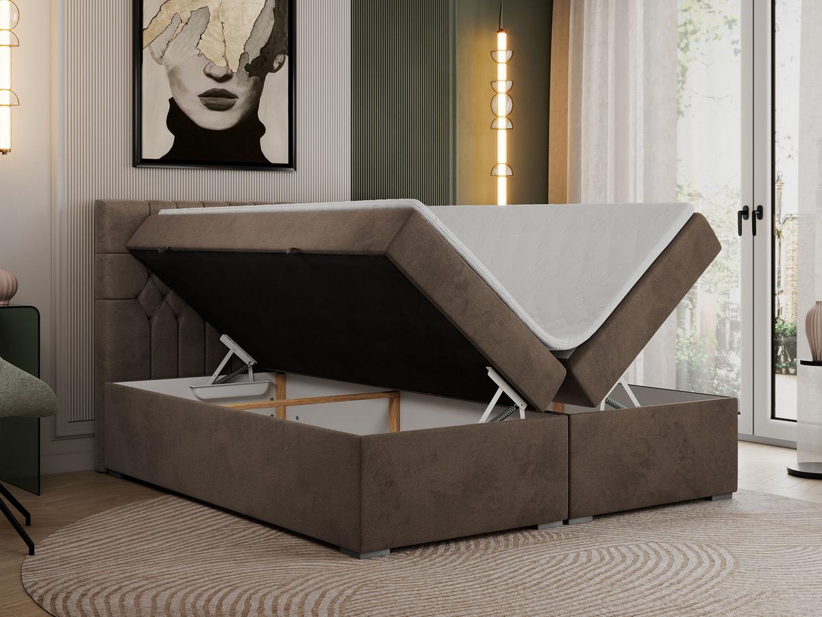BOXBETT PERA 120/200 Braun Velvet - H4 - Braun, Holz/Textil (120/200cm) - MKS