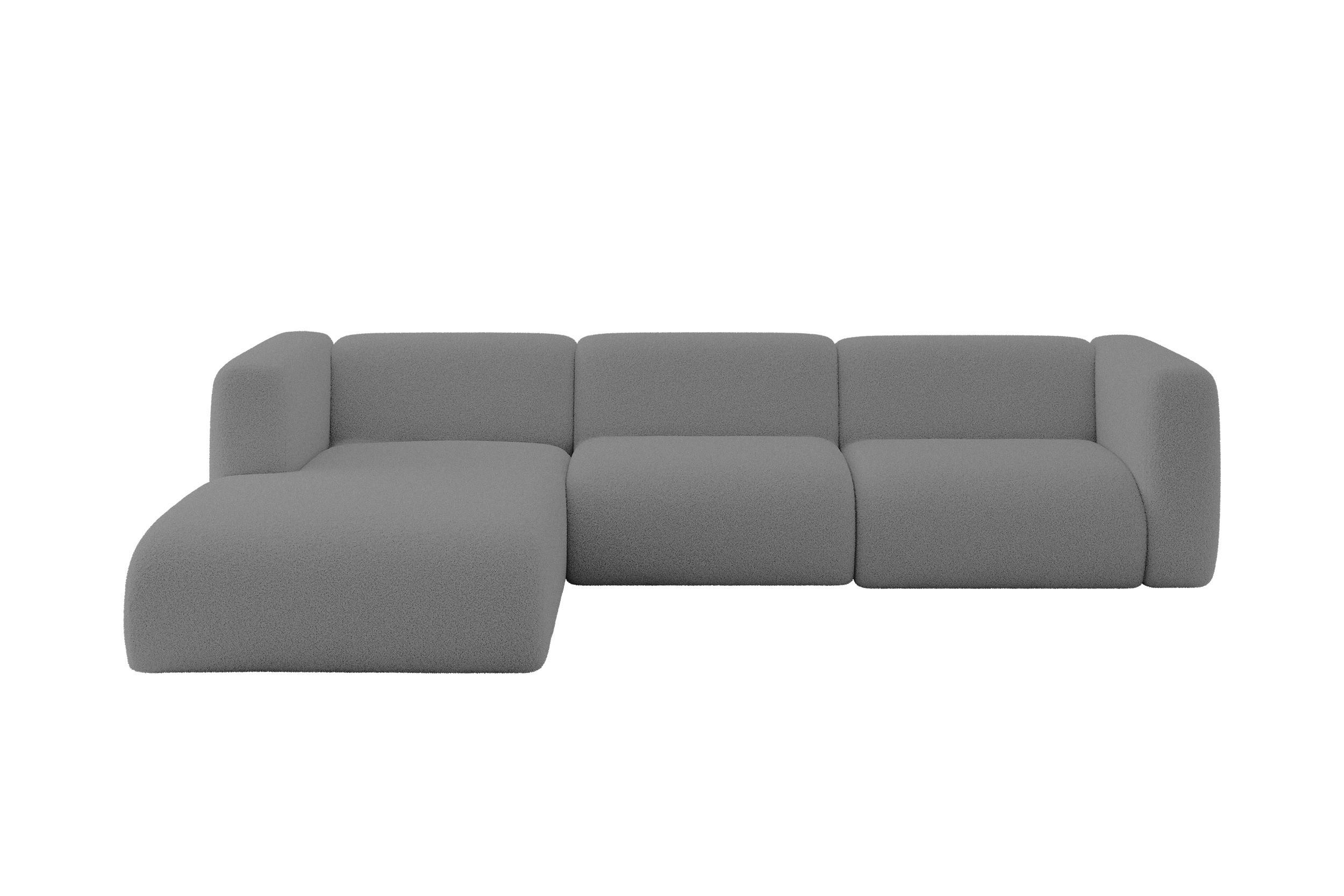 ECKSOFA Ottomane Links MIRA-L2 318x179x89 Grau Bouclé - Platinfarben/Schwarz, Holzwerkstoff/Kunststoff (318/179cm) - ALTDECOR