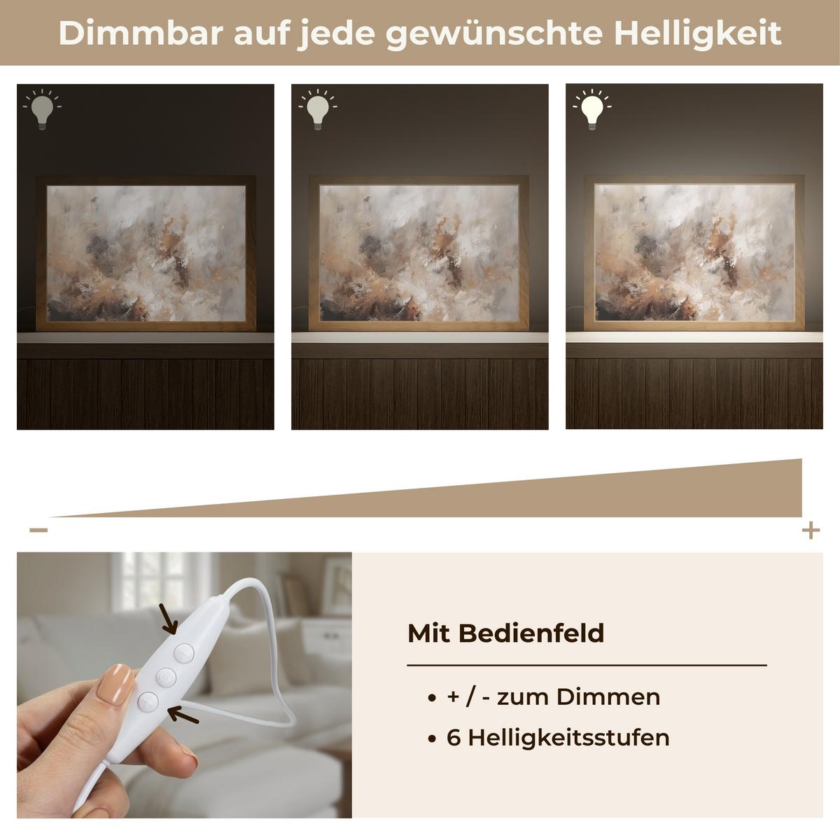 TISCHLEUCHTE Farbe - Abstrakt - Beige - Kunst 30x20 cm - Apfelbaumfarben, Holzwerkstoff (8/30/20cm) - OnlyWow