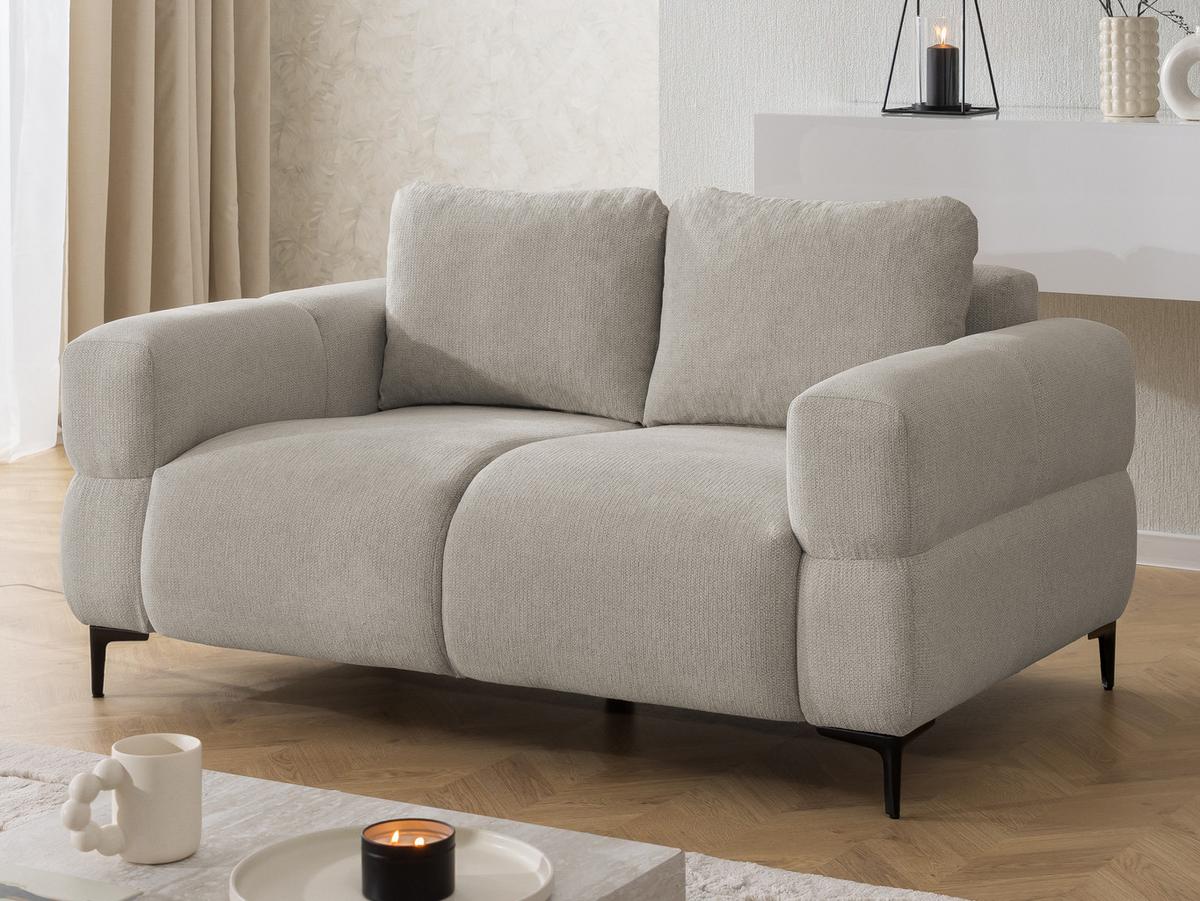 2-SITZER-SOFA Cardea in Bubble-Optik aus weichem Taupe Strukturstoff mit hohem Sitzkomfort - Taupe/Schwarz, Holz/Textil (154/80/97cm) - S-Style Möbel