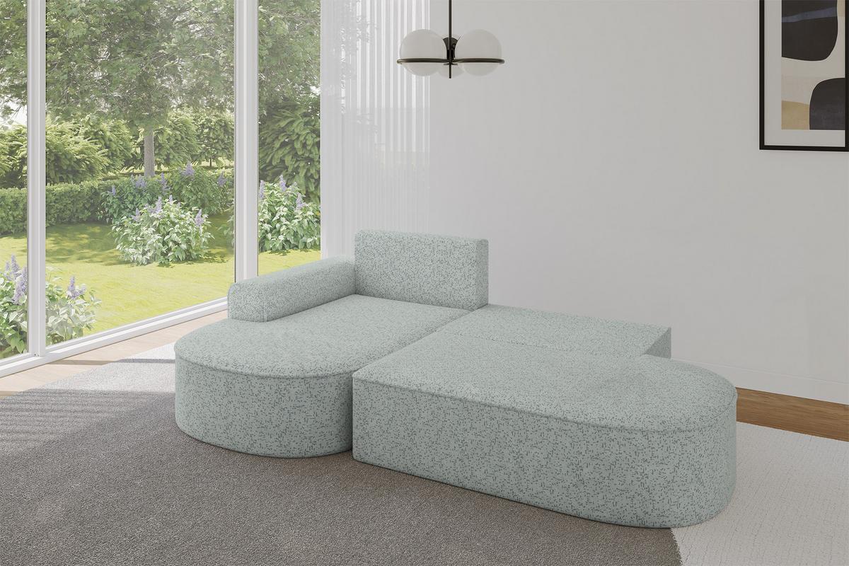 ECKSOFA mit Schlaffunktion und Bettkasten Ottomane Links MARI-L1-S - 283x167x73 cm Grün Tissu - Dunkelgrün/Schwarz, Holzwerkstoff/Kunststoff (283/167cm) - ALTDECOR