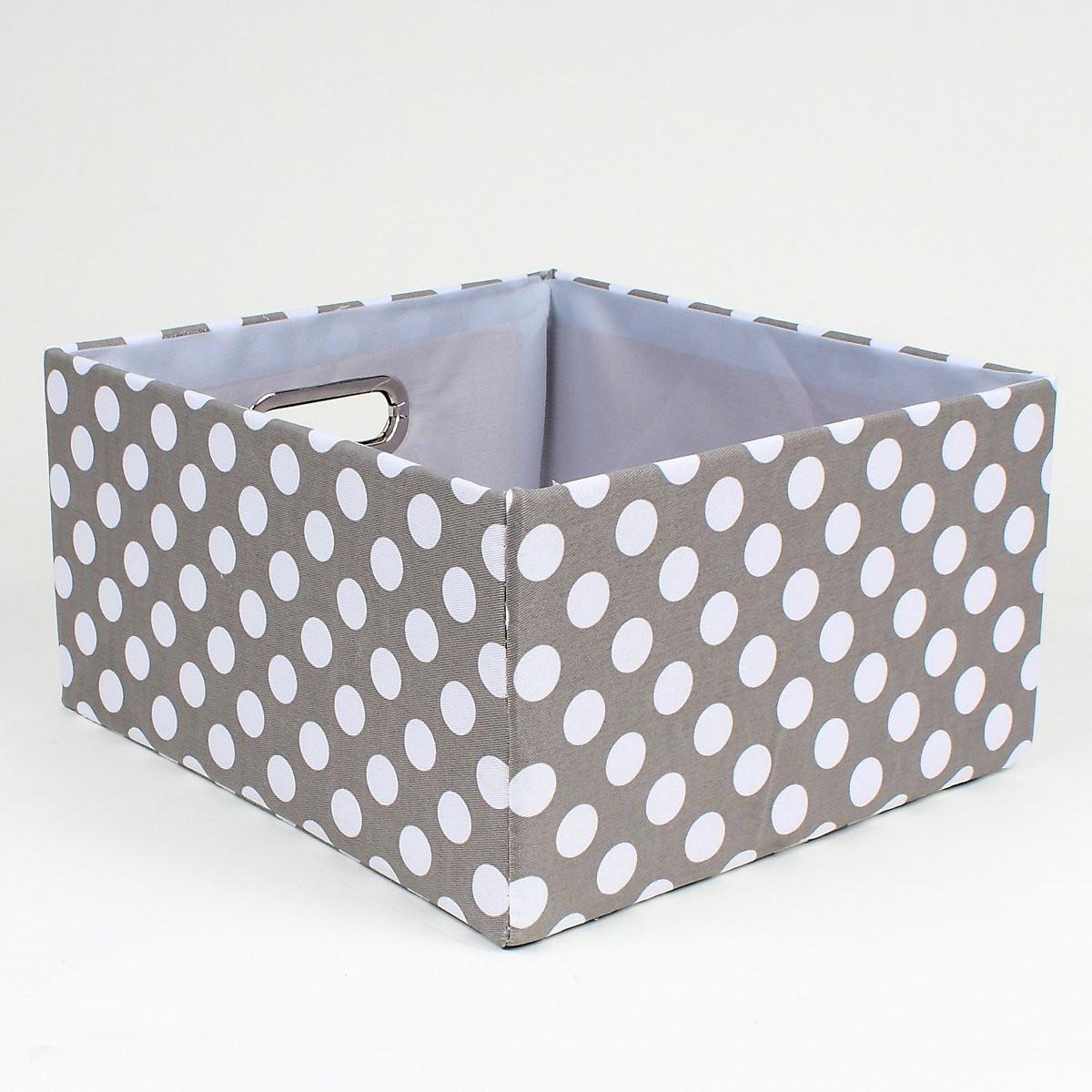 STOFFSCHUBLADE grau mit weißen Punkten - 30/27/15 cm - Grau, Textil (27/15/30cm) - Calicosy