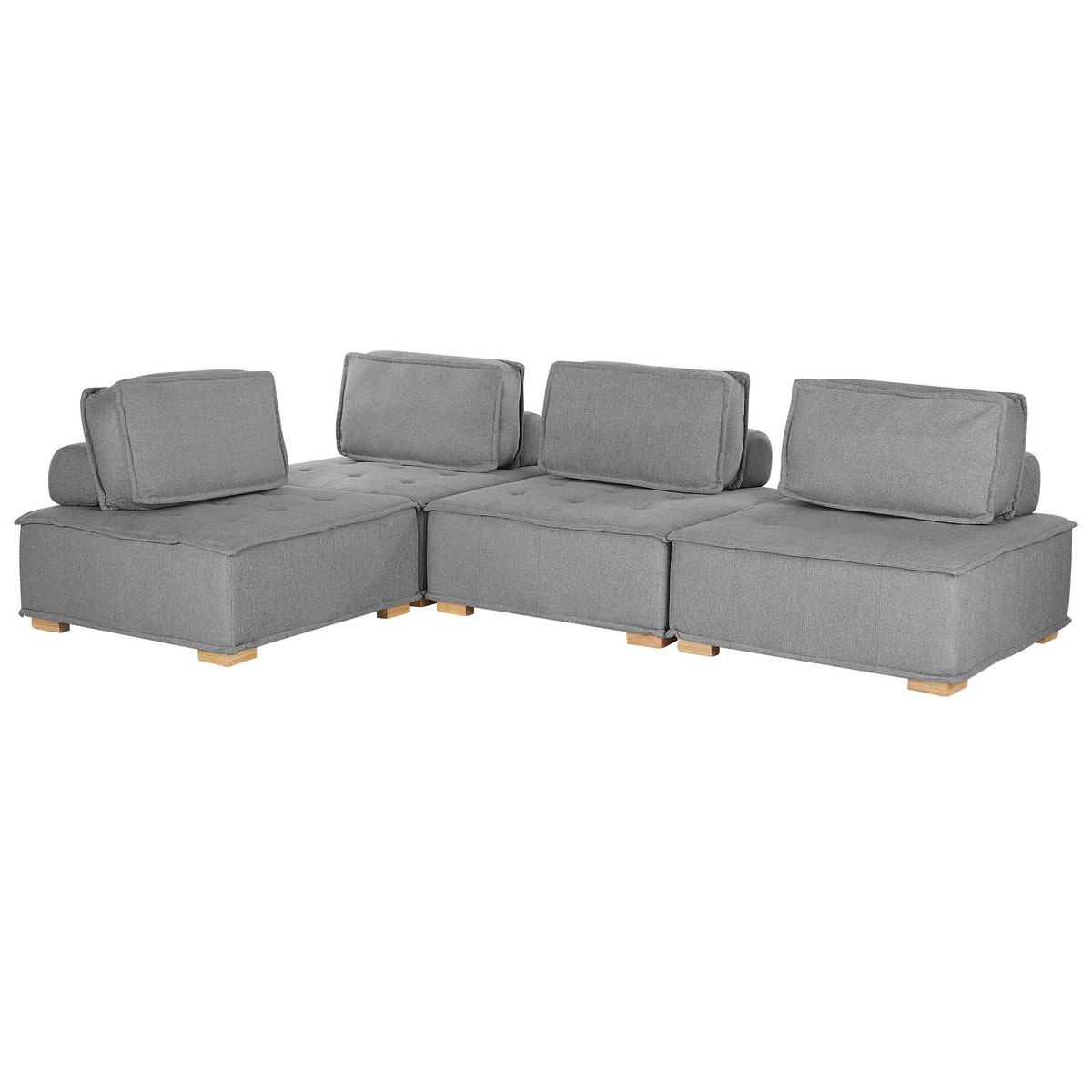 ECKSOFA Modul 4-Sitzer rechtsseitig Grau Stoff Tibro - Dunkelgrau/Braun, Textil (300/200cm) - Beliani