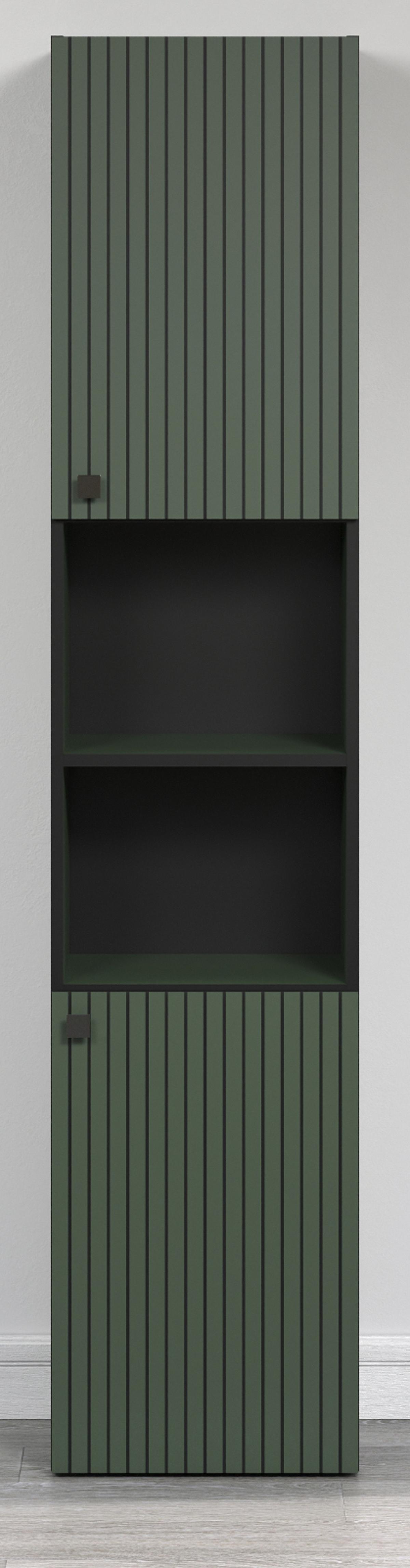 HOCHSCHRANK grün 70 x 186 cm, Badschrank mit viel Stauraum - Schwarz/Grün, Holzwerkstoff/Metall (31/186/40cm) - Top.Furn
