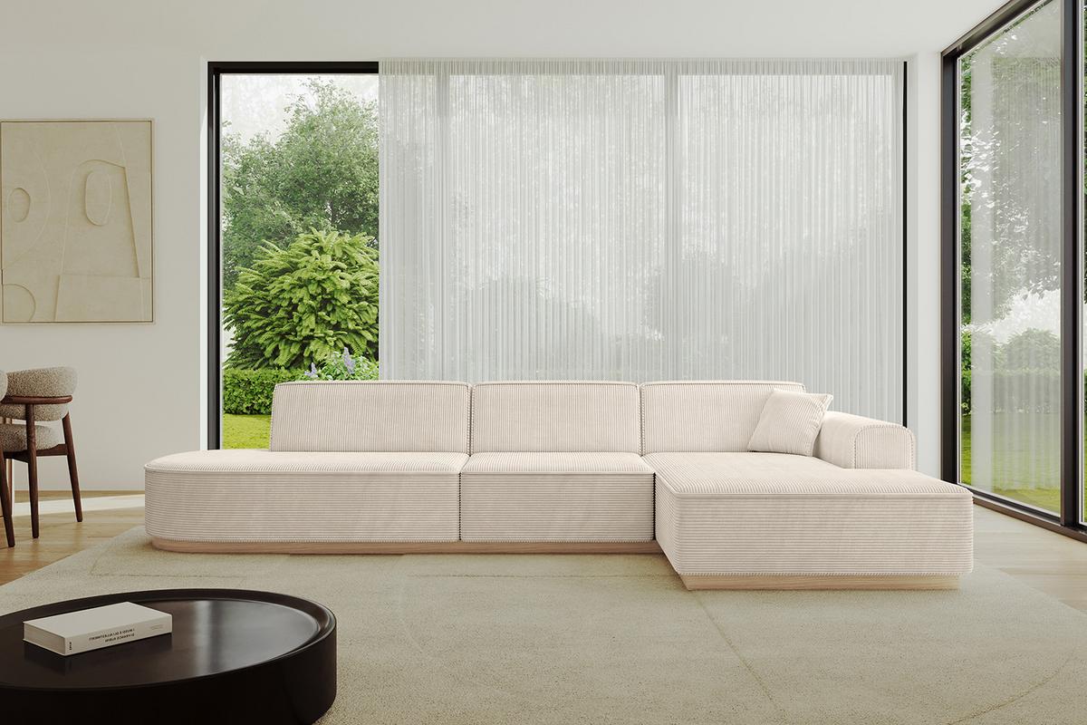 ECKSOFA Ottomane Rechts IREA-L2 - 327x165x80 cm Beige - Beige, Holzwerkstoff/Textil (327/165cm) - ALTDECOR