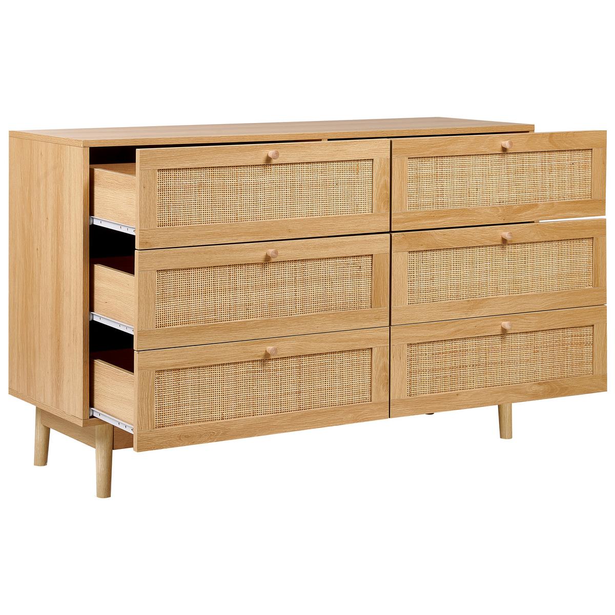 KOMMODE mit 6 Schubladen Hellbraun Nivo - Braun, Holzwerkstoff (120/76/42cm) - Beliani