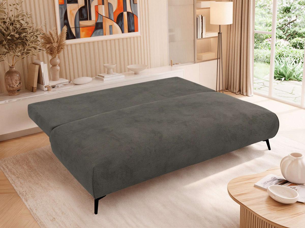 3-SITZER SOFA VIRENO - Dunkelgrau Velvet - Dunkelgrau/Schwarz, Textil/Metall (197/95/102cm) - MKS