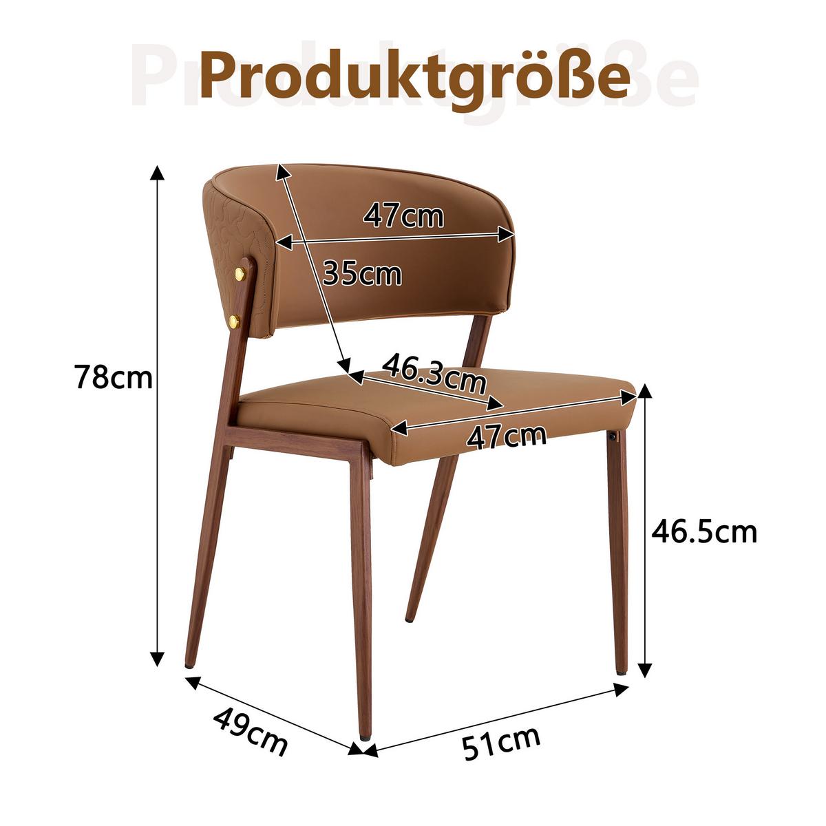 ESSZIMMERSTÜHLE 2er Set Braun Kunstleder Gepolstert Metallgestell - Braun, Leder (51/78/49cm) - Urban Meuble
