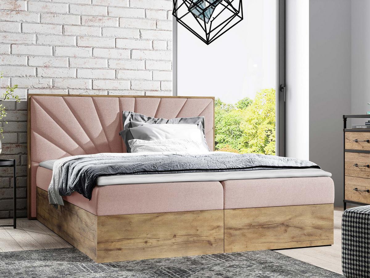 BOXBETT Wood 7 - H3 - Rosa, Holz/Textil (180/200cm) - MIRJAN24