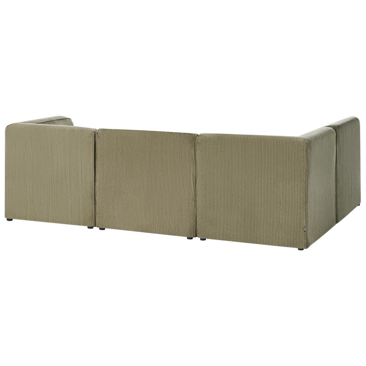 ECKSOFA Modul 4-Sitzer linksseitig Grün Cord mit Ottomane Lemvig - Grün, Textil (250/166cm) - Beliani