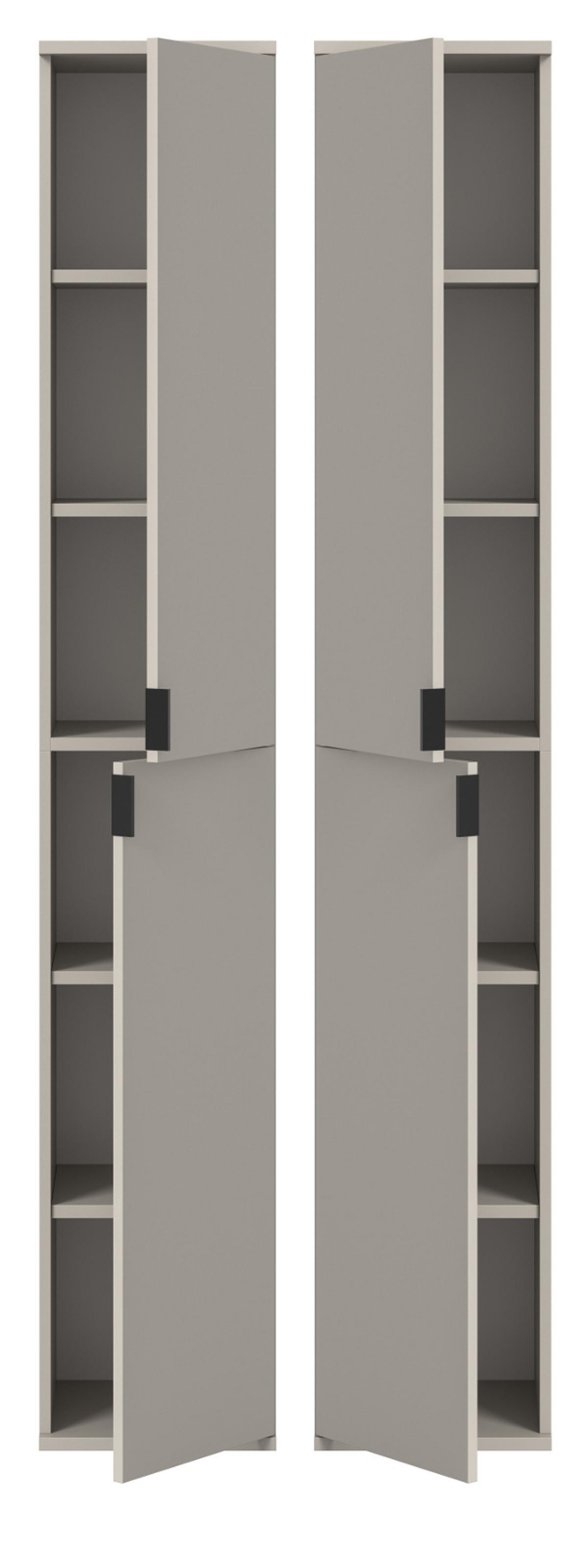STAURAUMSCHRANK in Kaschmir 30 x 193 cm, Flurschrank mit 6 Fächern - Kaschmir/Schwarz, Holzwerkstoff/Metall (30/193/34cm) - Inn.Furn