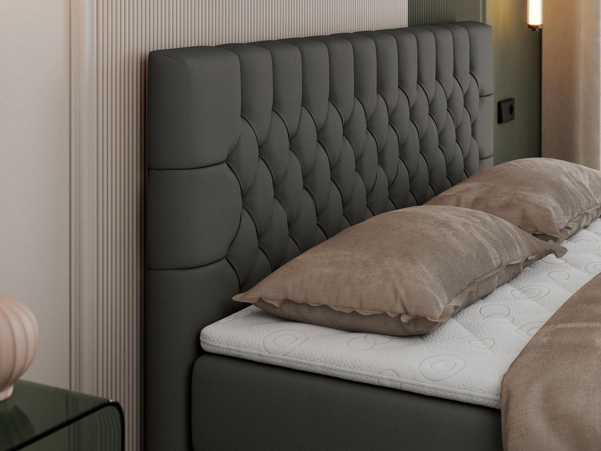 BOXBETT PERA 200/200 Dunkelgrau Kunstleder - H3 - Dunkelgrau, Holz/Textil (200/200cm) - MKS