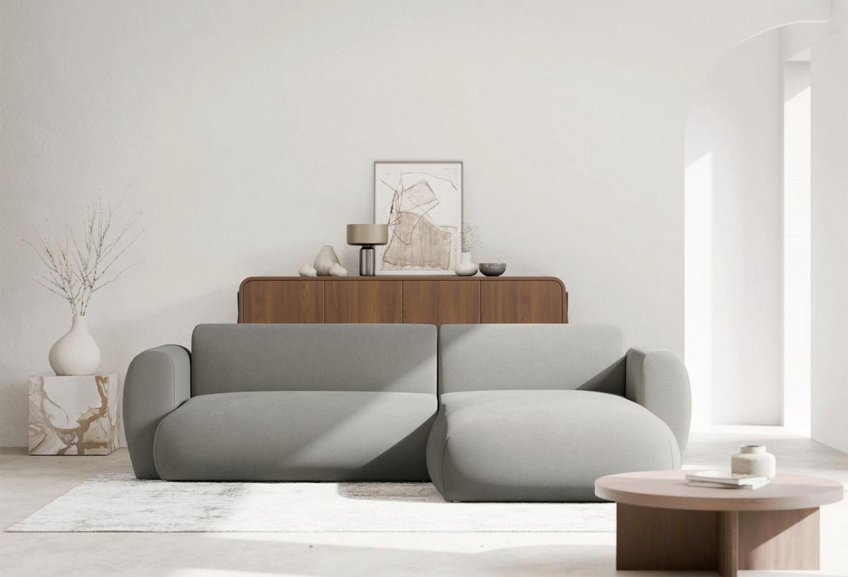 ECKSOFA Emia Hellgrau rechts - Hellgrau/Schwarz, Kunststoff/Textil (156/262cm) - Selsey