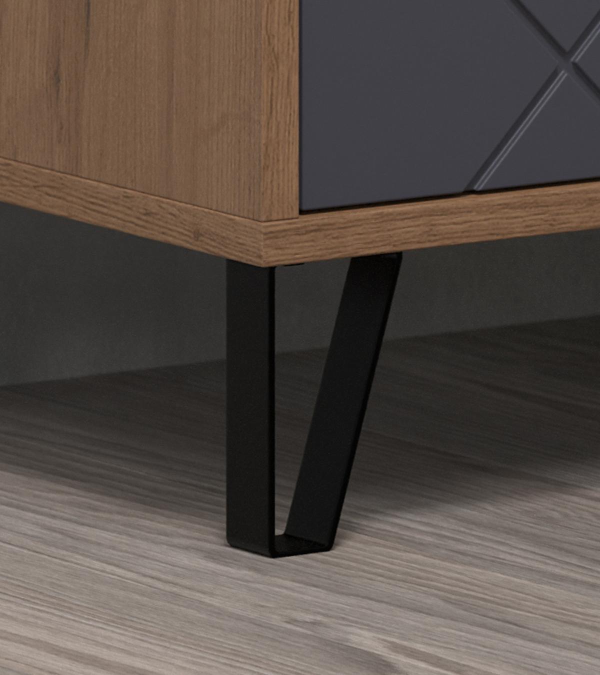 TV-LOWBOARD Graphite grau, Eiche Kraft Gold 186 x 56 cm, TV Unterteil mit Soft-Close - Eichefarben/Schwarz, Holzwerkstoff/Kunststoff (186/56/40cm) - Top.Furn