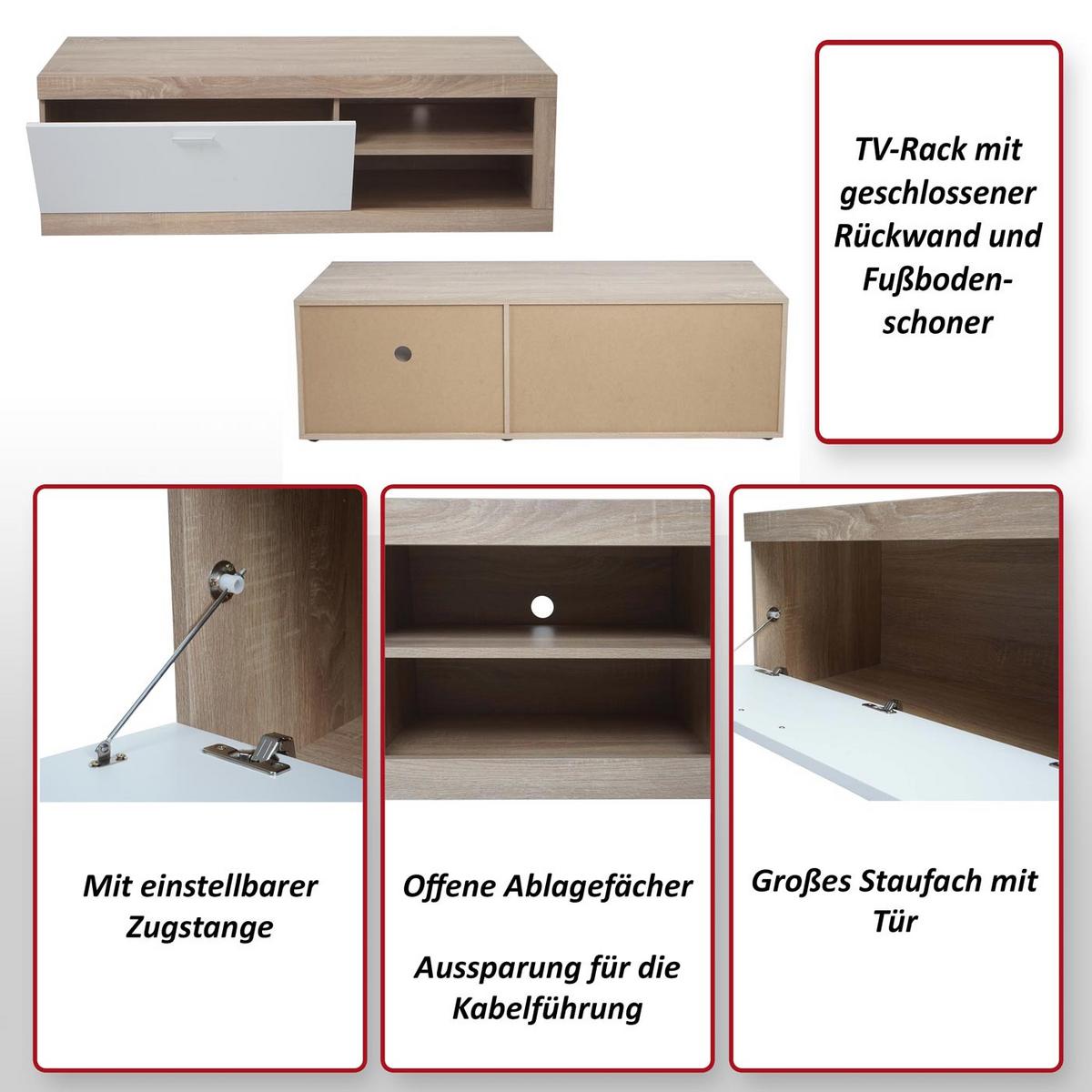 TV-RACK Eiche Dekor - Eichefarben, Holz (140/43/41cm) - MCW