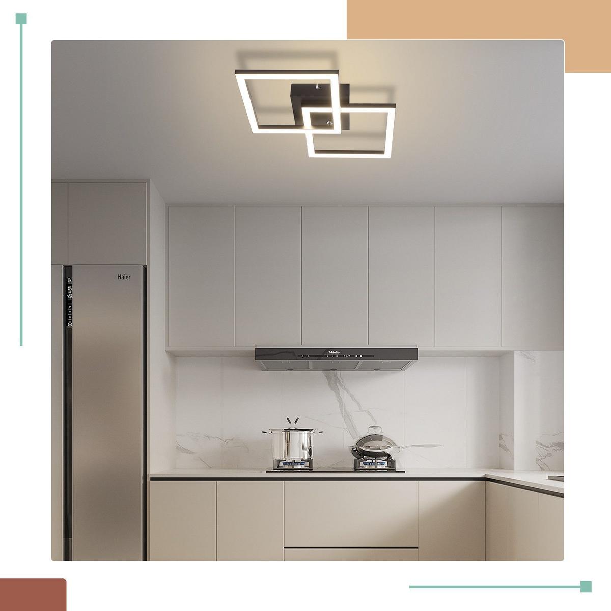 LED-DECKENLEUCHTE Mabie 6/29.5/47cm - Schwarz, Metall (29.5/6/47cm) - Nettlife