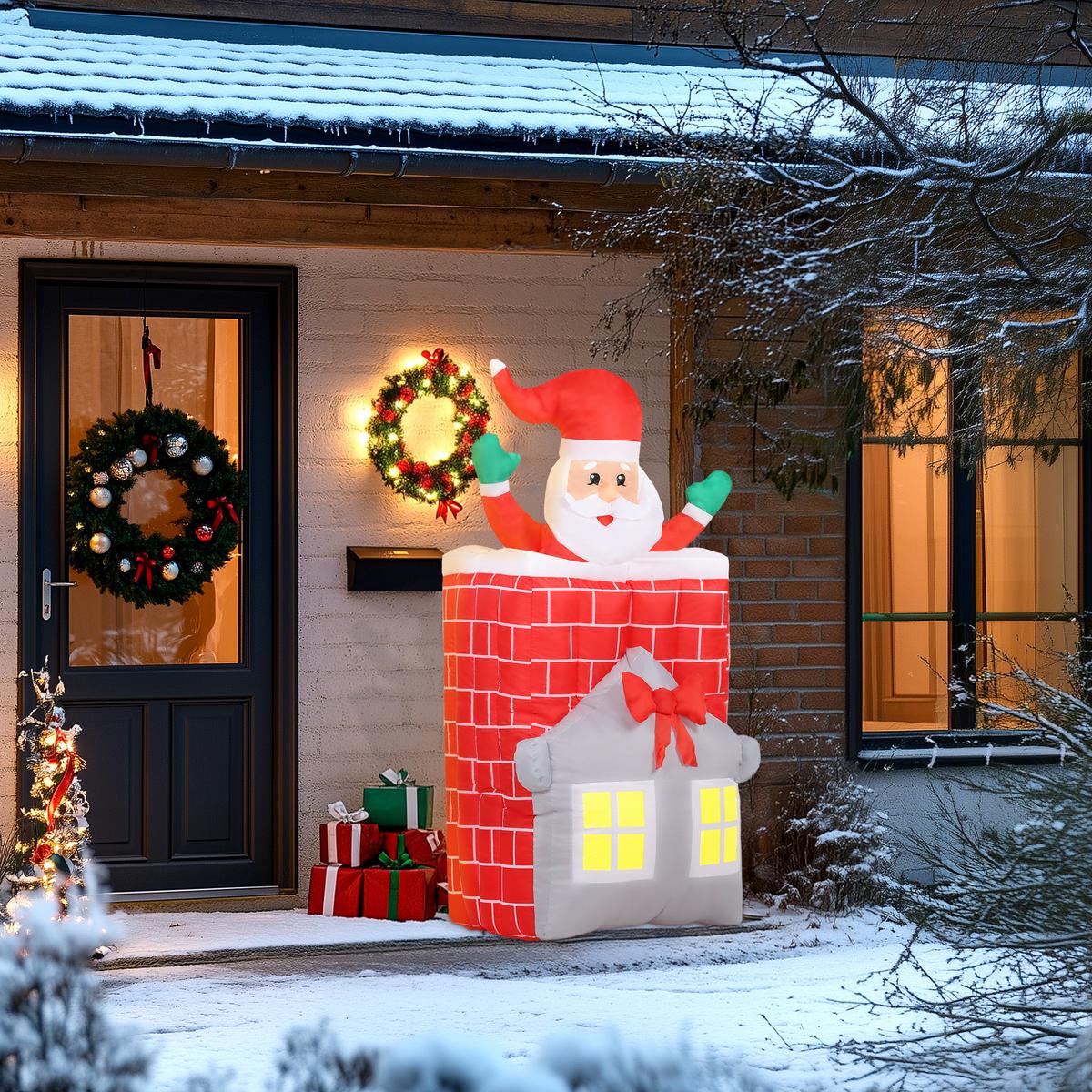 AUFBLASBARER Weihnachtsmann 210cm Weihnachtsdeko mit Hebebühne LED-Lichtern - Multicolor, Textil (80/210/90cm) - Outsunny
