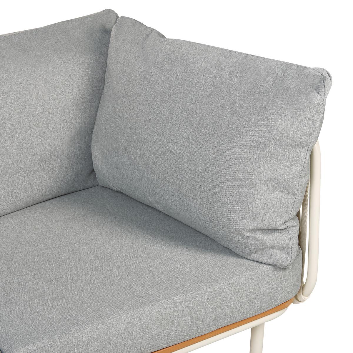 GARTENSOFA 3-Sitzer Grau Senise - Hellbraun/Weiß, Metall (225/85/60cm) - Beliani