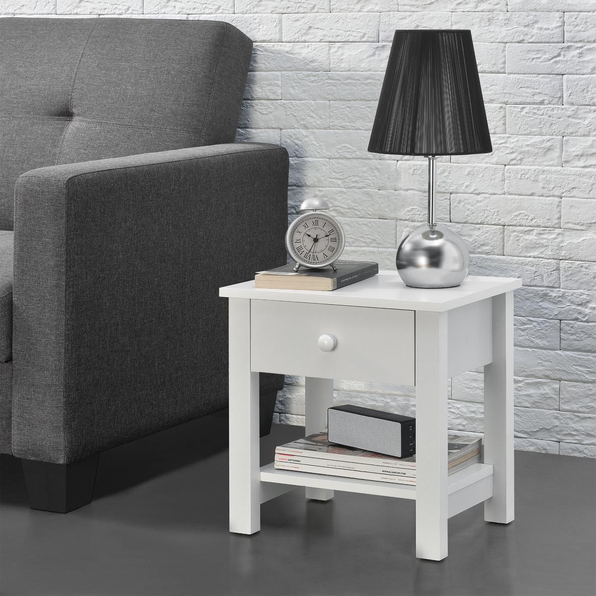 NACHTTISCH - Weiß, Metall (30/40/42cm) - [en.casa]