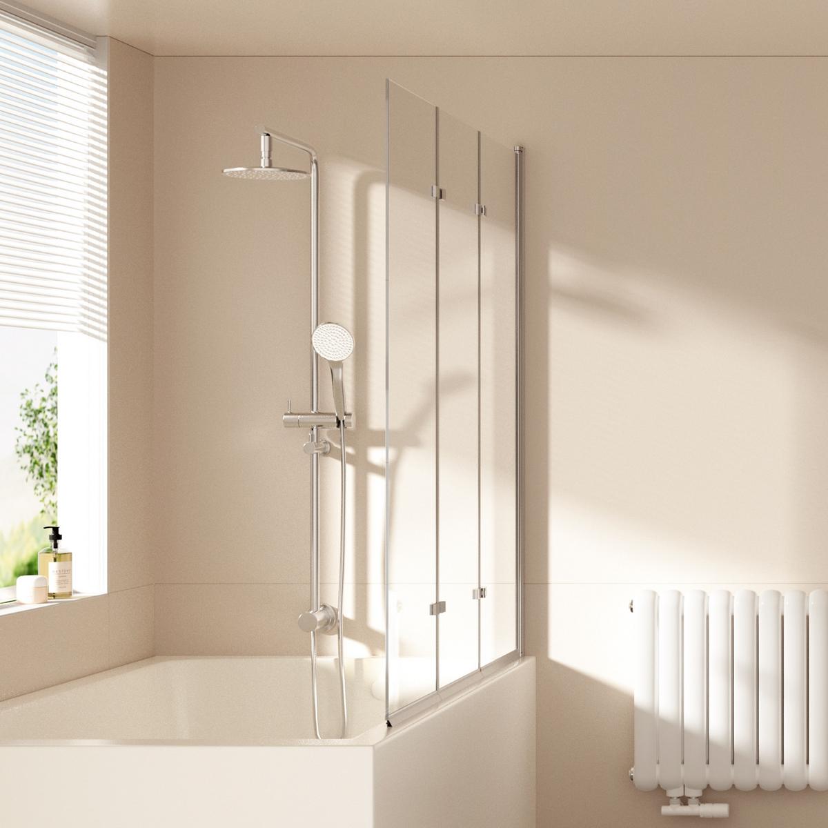 BADEWANNENAUFSATZ 3-teilig faltbar 120/140 cm - Transparent, Glas (120/140cm) - EMKE