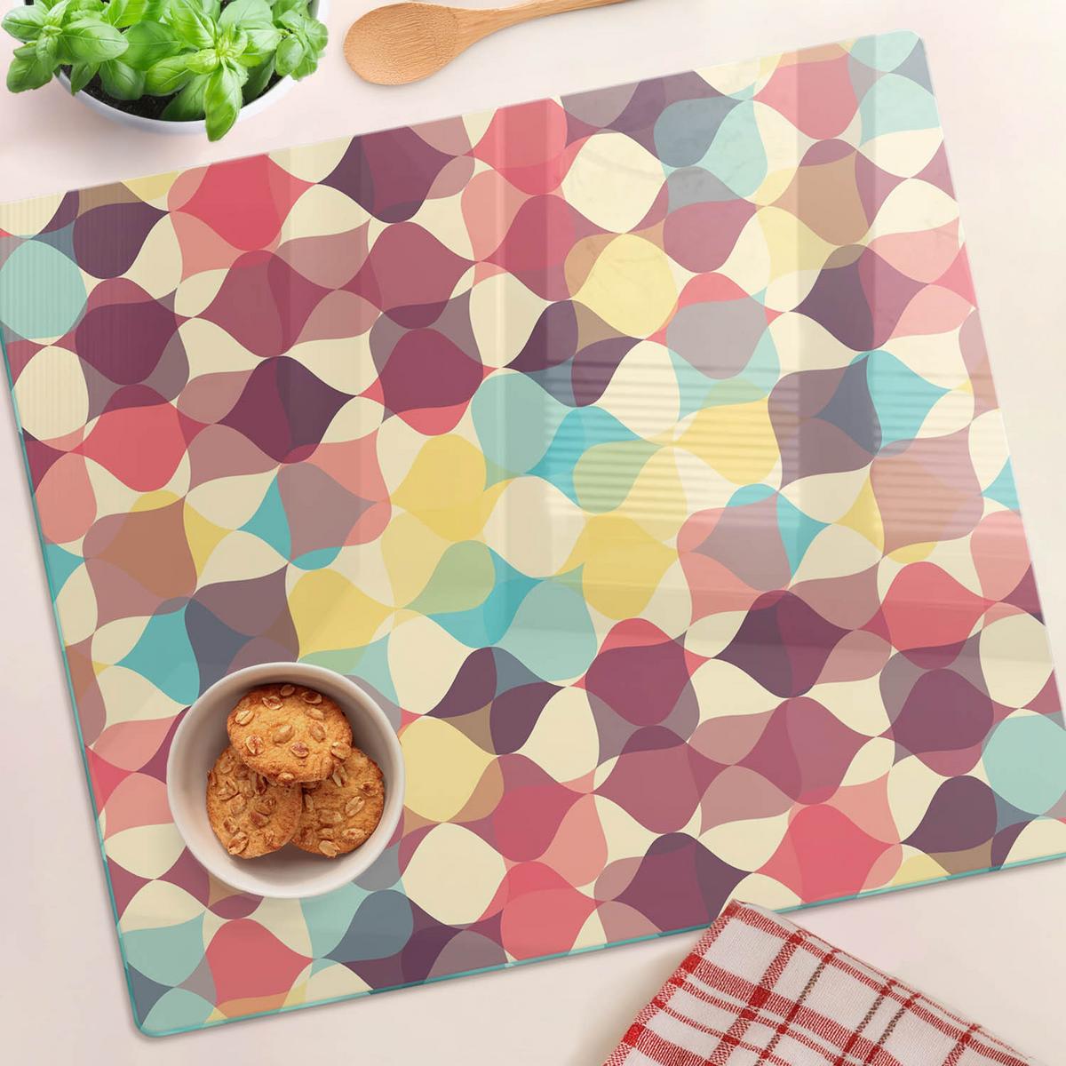 GLASPLATTE 60x52 cm Geometrische Figuren - Multicolor, Glas (60/0.4/52cm) - TULUP