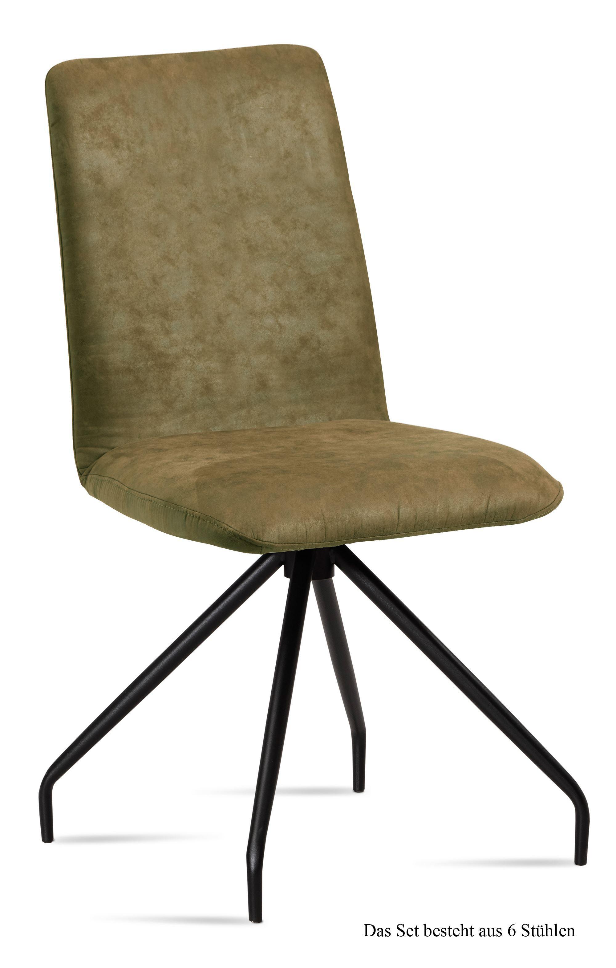 ESSZIMMERSTUHL (6er-Set) Desiri 47x92x60 Schwarz/Olivgrün - Schwarz/Olivgrün, Kunststoff (60/92/47cm) - 58aufmkessel