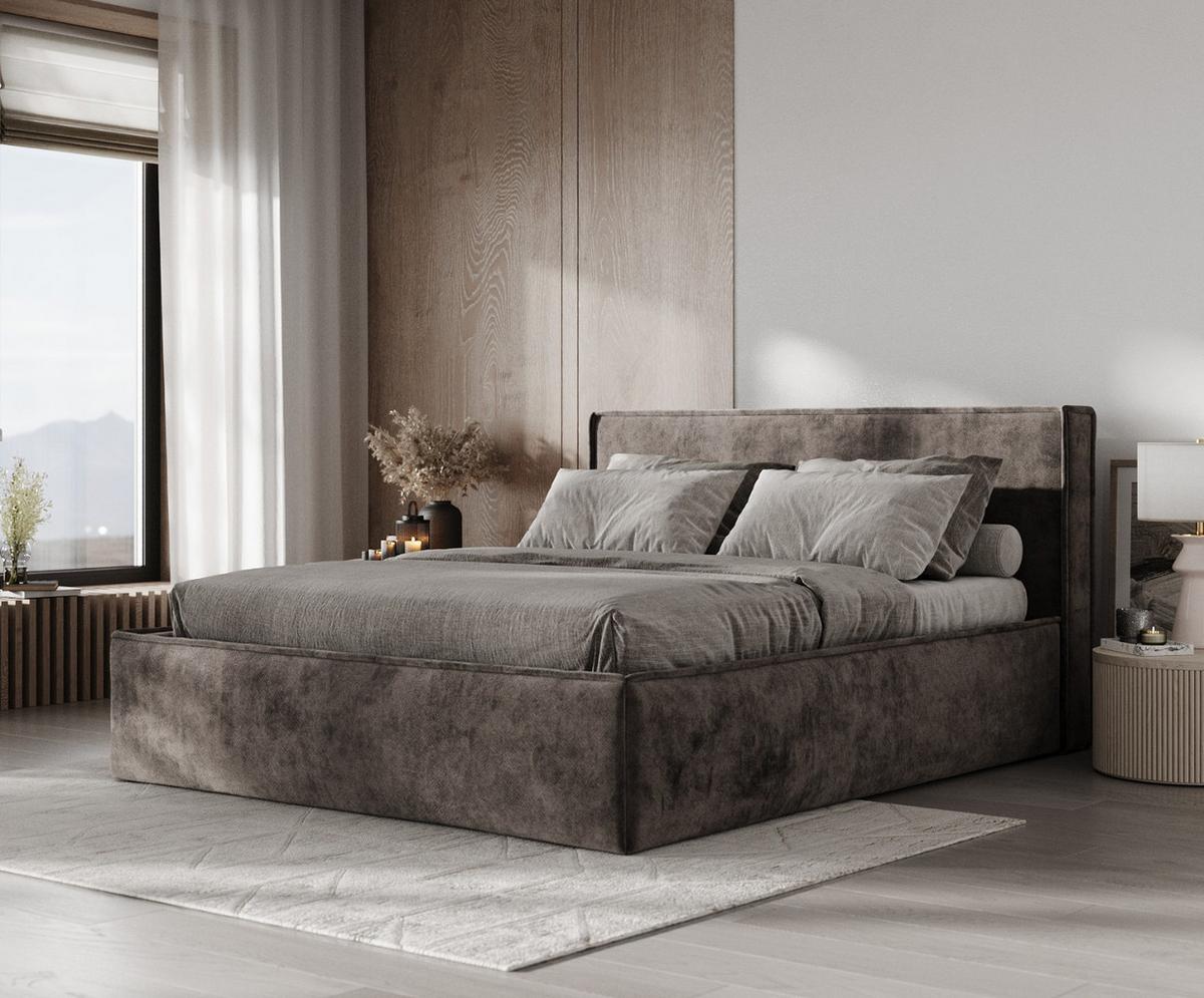 POLSTERBETT Sato mit Stauraum 200/200 cm Braun im Terra NW Stoff - Schwarz/Naturfarben, Holz/Holzwerkstoff (200/200cm) - AltaBeds