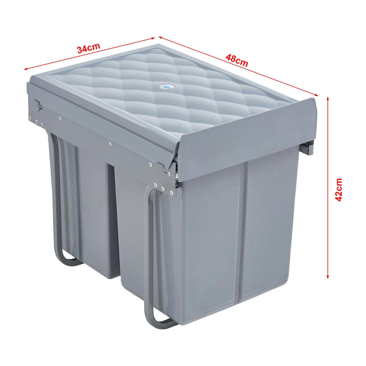 EINBAU-MÜLLEIMER Froland - Grau, Kunststoff/Metall (48/42/34cm) - [en.casa]