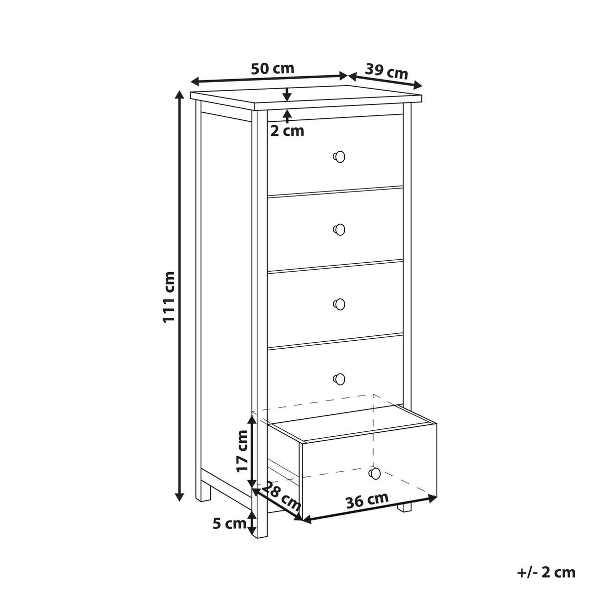 KOMMODE mit 5 Schubladen Sassafrasholz Braun Salton - Braun, Holz (50/111/39cm) - Beliani