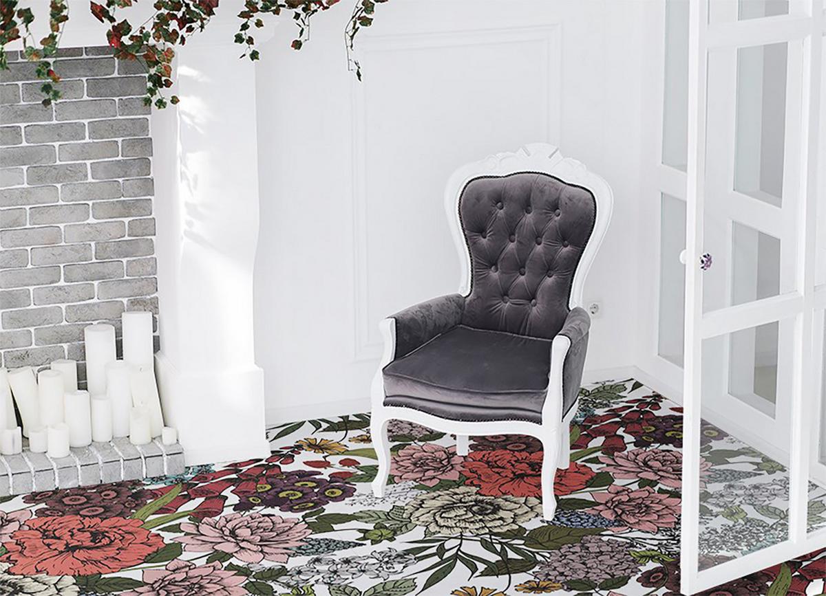 VINYL TEPPICH 100x150 cm Verschiedene Blumen - Multicolor, Kunststoff (100/150cm) - TULUP