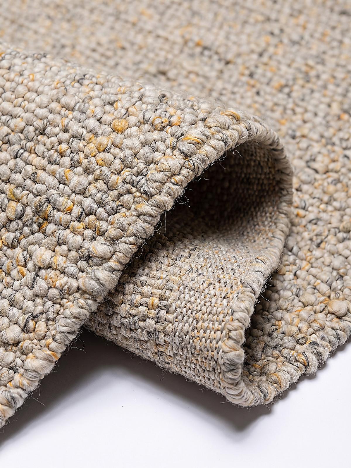 KURZFLORTEPPICH handgewebt GLAVEN, Bouclé-Struktur, Gelb-Grau, 120 x 170 cm - Gelb, Textil (120/170cm) - KADIMA DESIGN