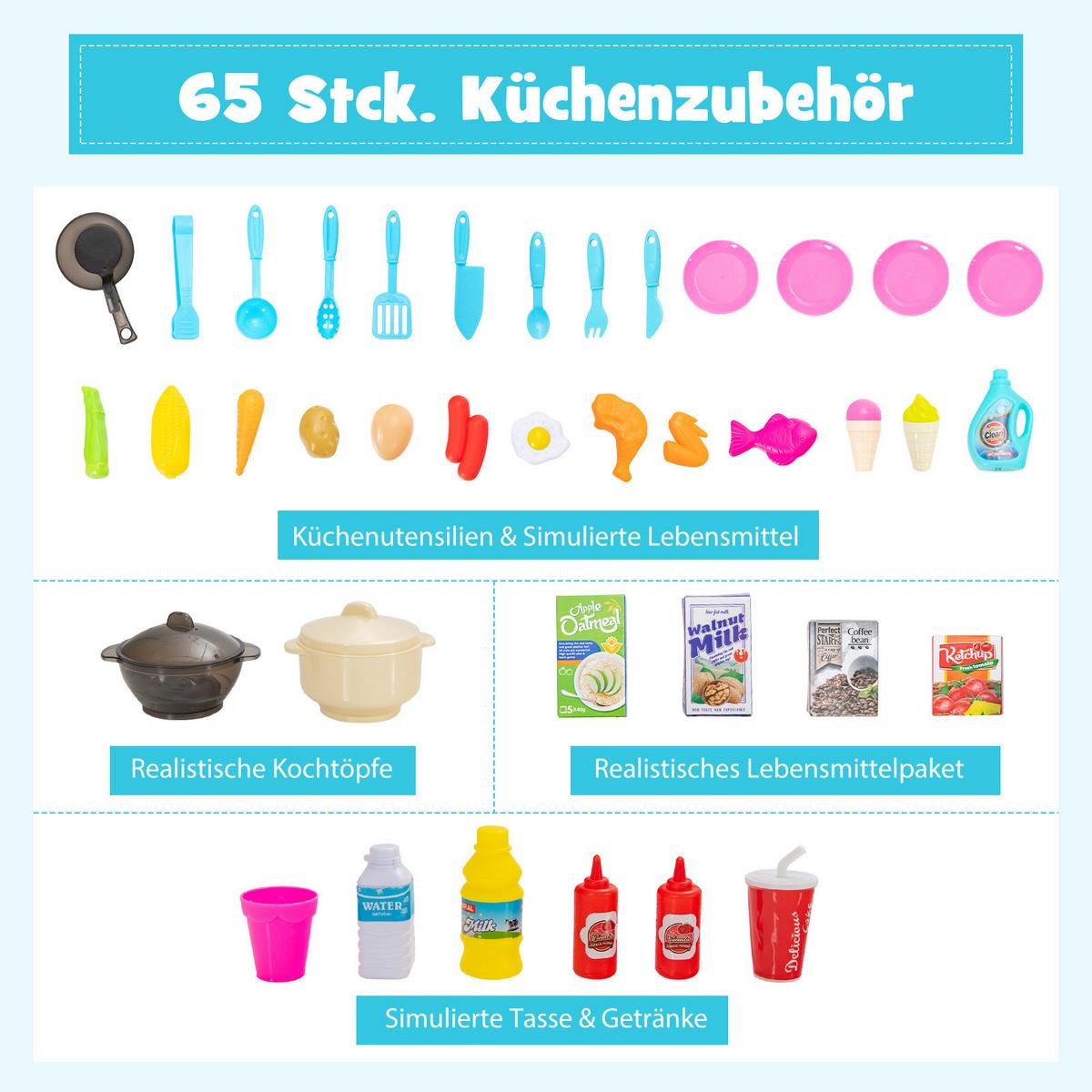 SPIELKÜCHENSET Blau - Blau, Kunststoff (42.5/78.5/24cm) - COSTWAY