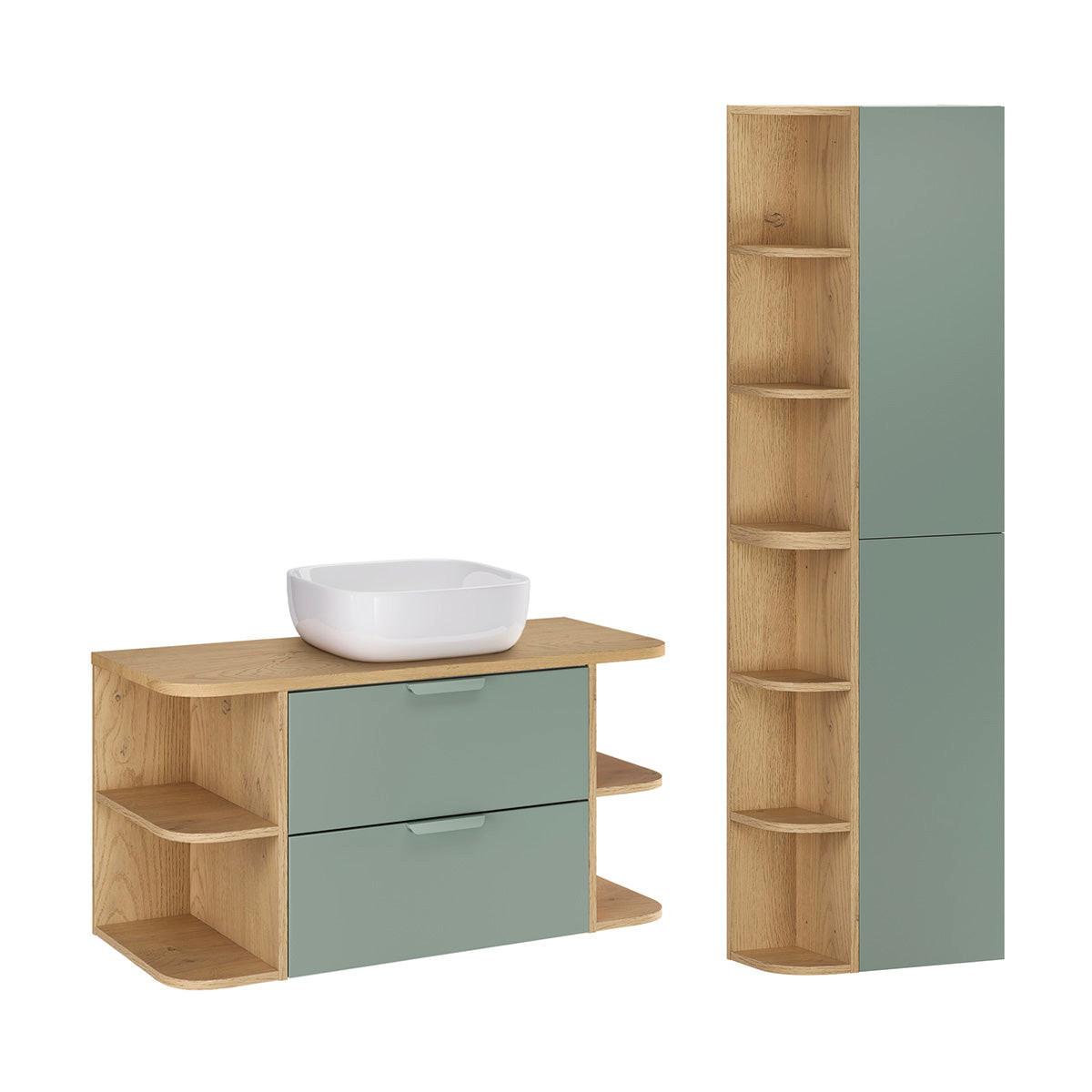 BADMÖBEL 100.4cm Oria 2er-Set Grün - Grün, Holzwerkstoff (100.4/50/45.8cm) - Petits-meubles