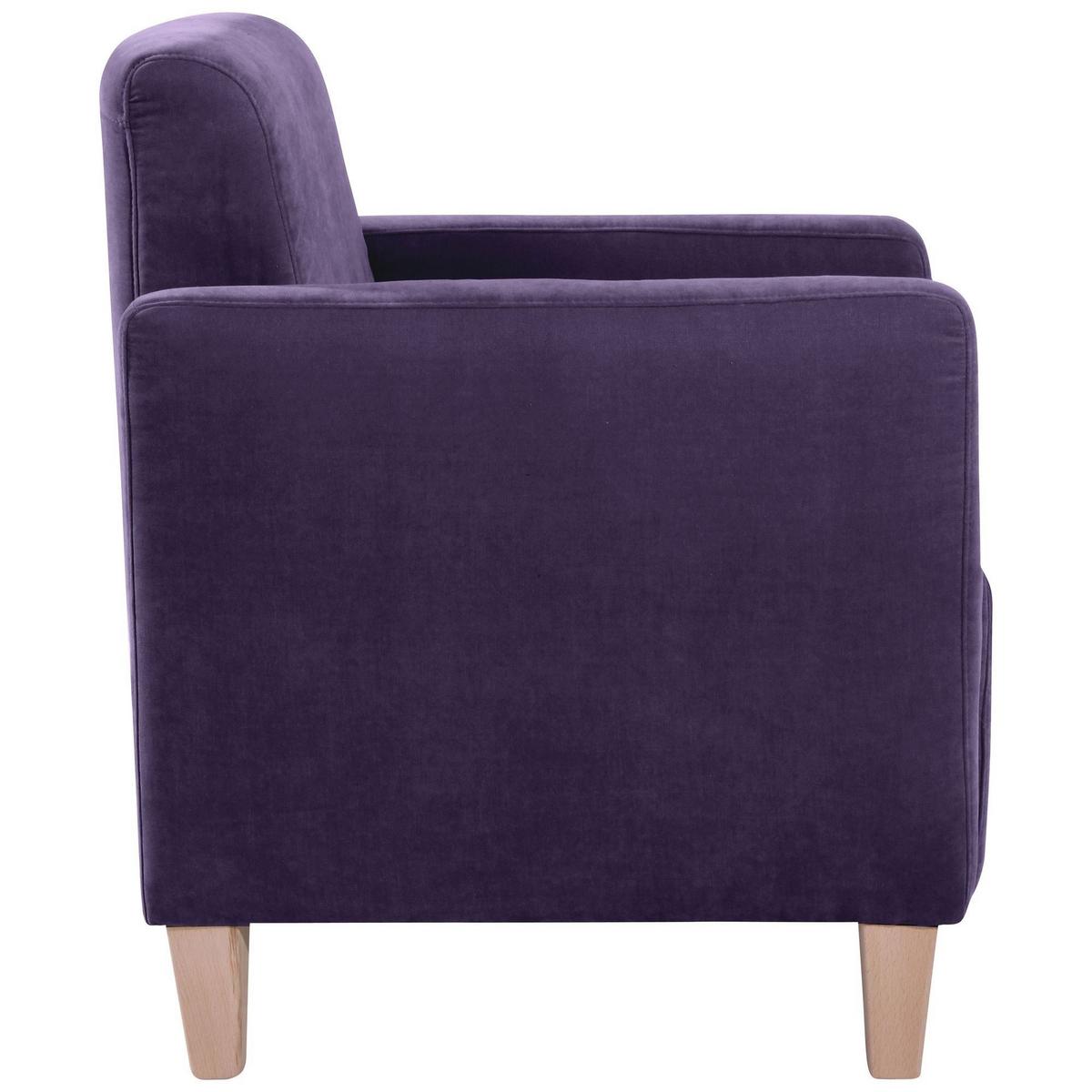 SESSEL Karol Bezug Veloursstoff Buche natur / violett - Lila, Kunststoff (71/81/70cm) - 58aufmkessel