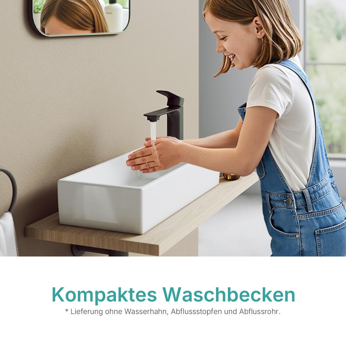WASCHBECKEN Keramik Aufsatzbecken 41,6/22,3 cm - Weiß, Keramik (41/10/22cm) - EMKE