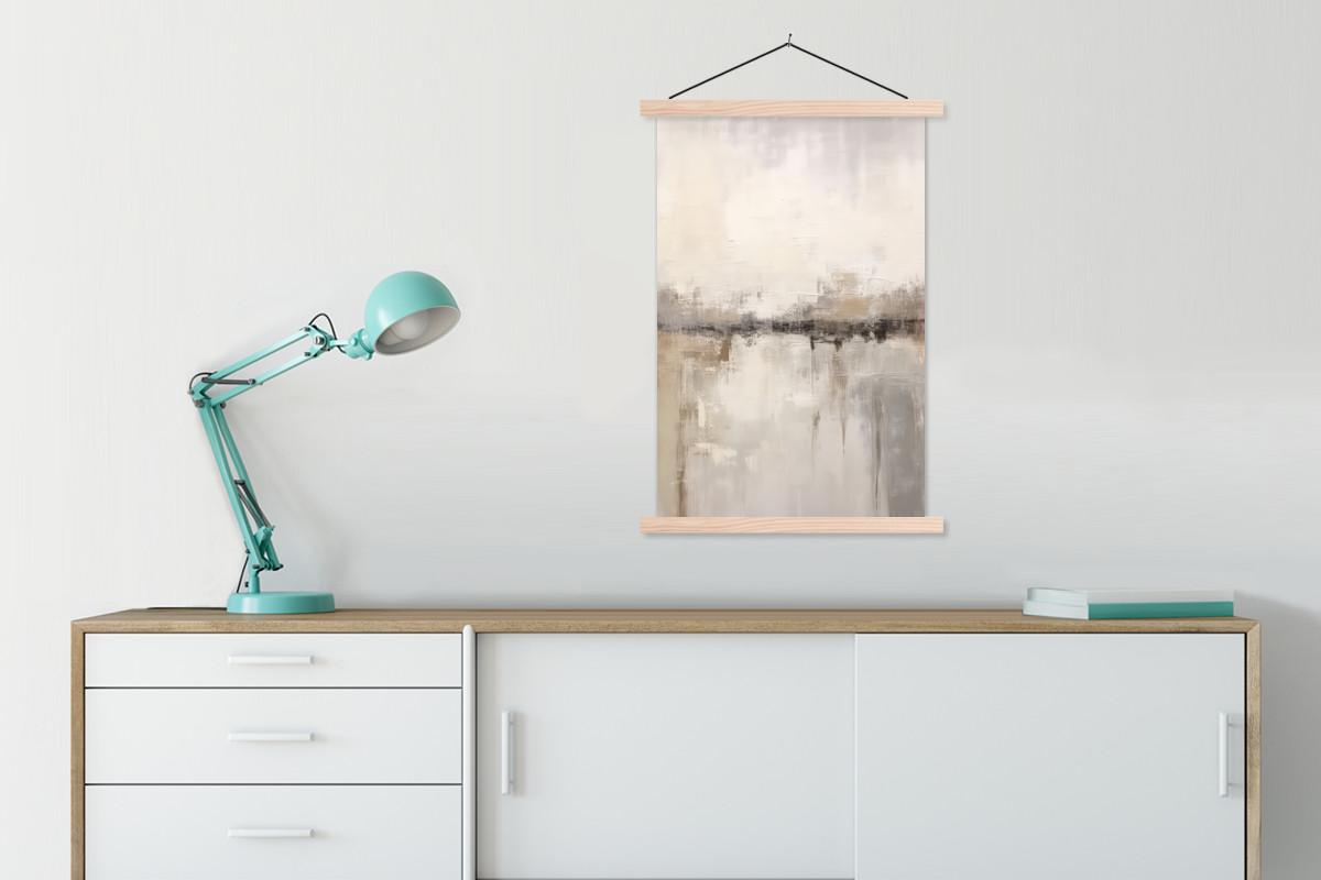 POSTER MIT MAGNETLEISTEN Moderne Kunst - Abstrakt - Beige Wandbild Schlafzimmer 60x90 cm - Beige, Textil (60/90/0.15cm) - MuchoWow