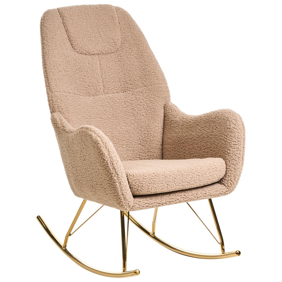 SCHAUKELSESSEL Beige Gulsele - Beige/Goldfarben, Textil (70/105/95cm) - Beliani