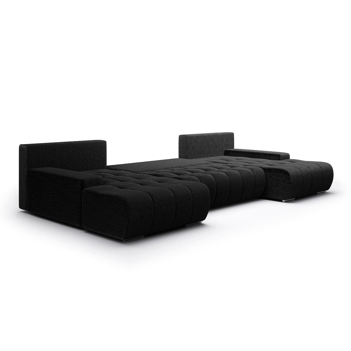 PANORAMASOFA Jonas 5 Sitzplätze Schwarz - Schwarz, Holz (350/85/185cm) - Petits-meubles