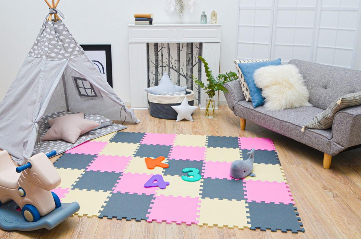 SPIELMATTE ab Null - 270/90 cm Puzzlematte Grau - Multicolor, Kunststoff (30/30cm) - Littletom
