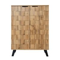 SCHUHSCHRANK Eiche-Optik 110 cm hoch mit 3D-Relief & verstellbaren Böden - Naturfarben, Holzwerkstoff (80.5/109.5/35cm) - Urban Meuble