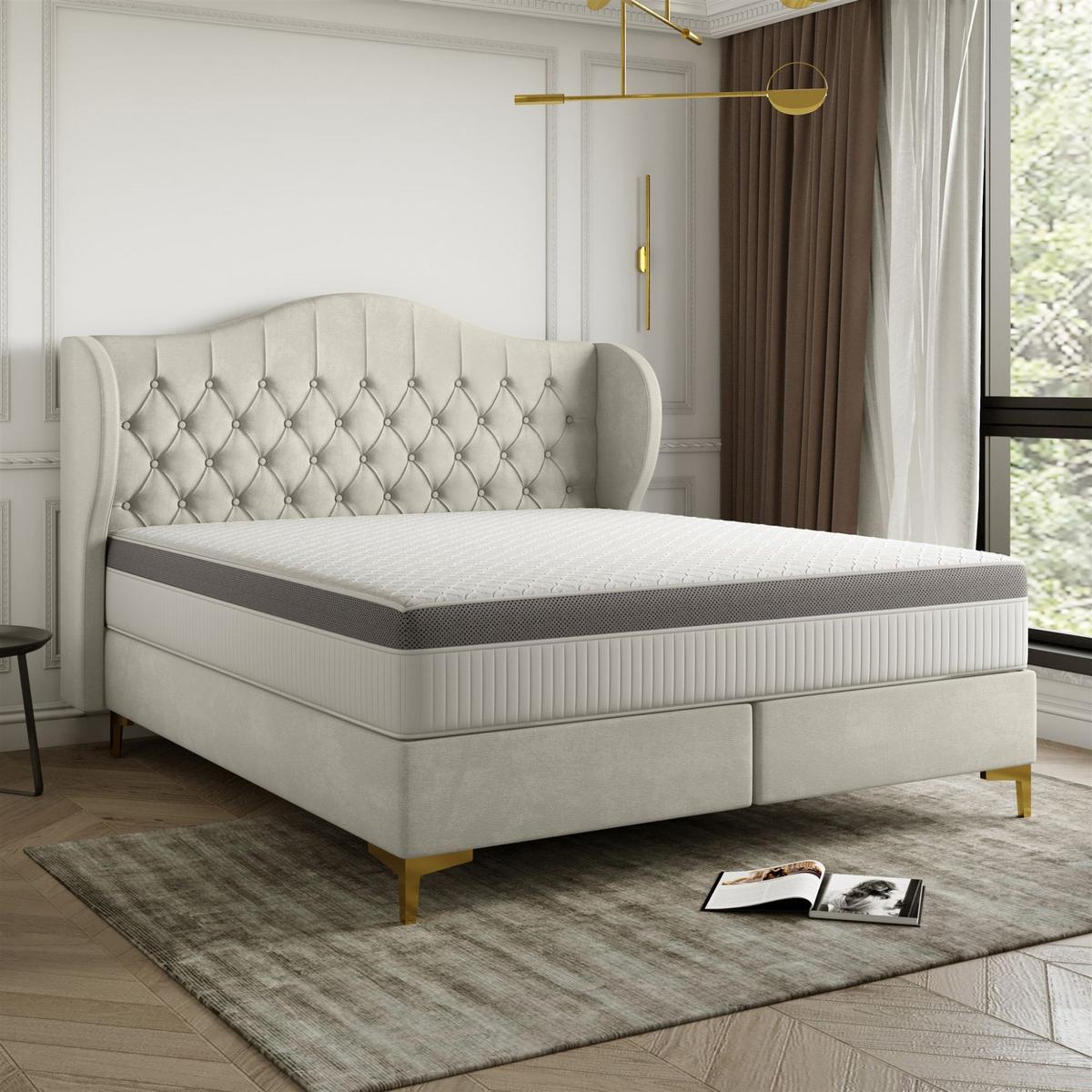 POLSTERBETT Pelagio In Whisper - Creme, Holzwerkstoff/Textil (160/200cm) - Fun Möbel