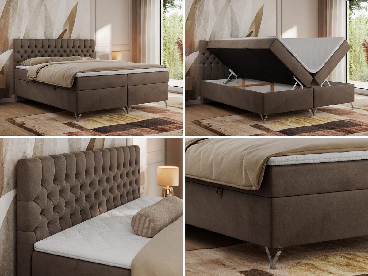 BOXBETT GRIMALDI 140/200 Braun Velvet - H4 - Braun, Holz/Textil (140/200cm) - MKS
