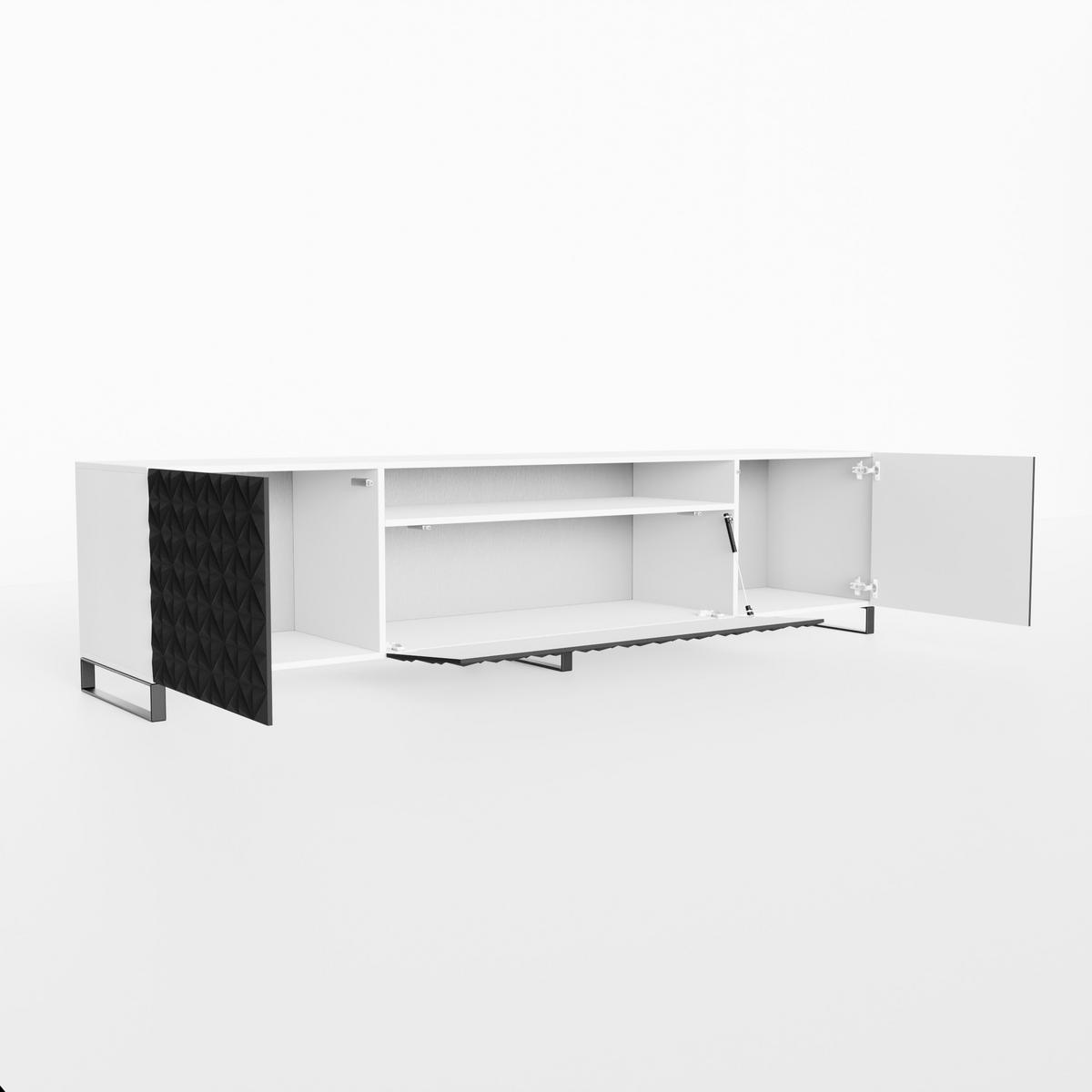 LOWBOARD ROVA 200/41/40 cm, Stand-TV-Schrank Weiß / Schwarz - Schwarz/Weiß, Holzwerkstoff (200/41/40cm) - MASSENO