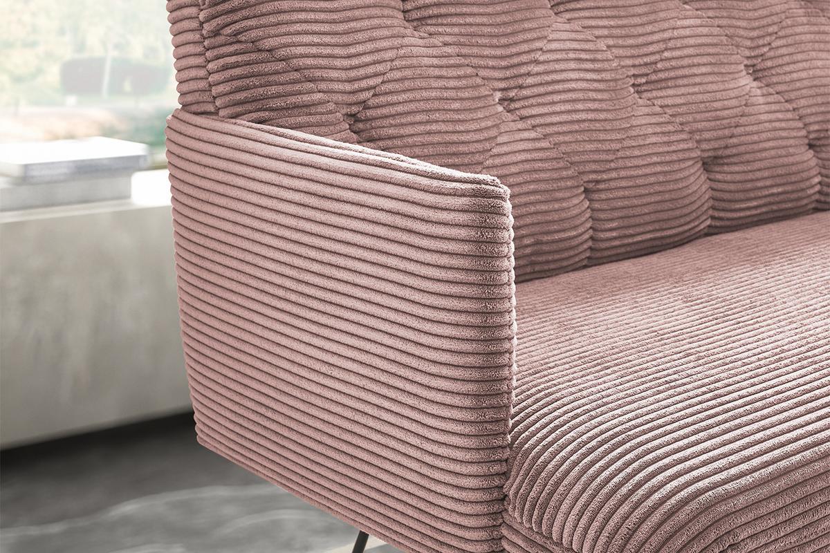 ESSZIMMERBANK CHARME Pink Cord - Pink/Rosa, Textil (166/85/69cm) - KAWOLA